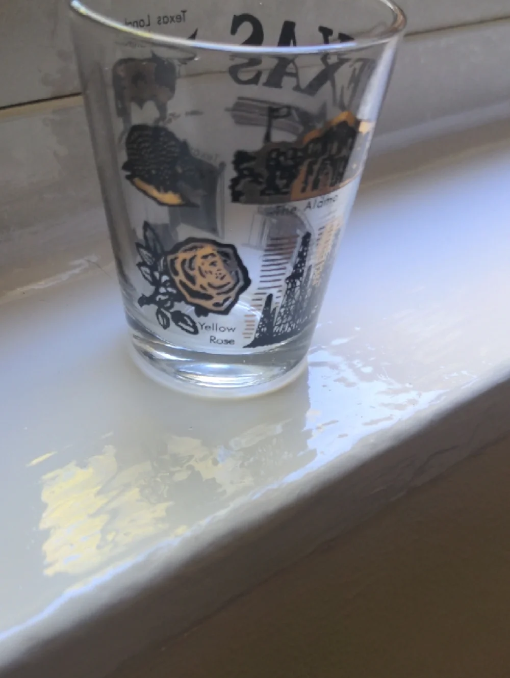 Texas The Lone Star State USA Shot Glass  Clear Glass with Black & Gold Graphics